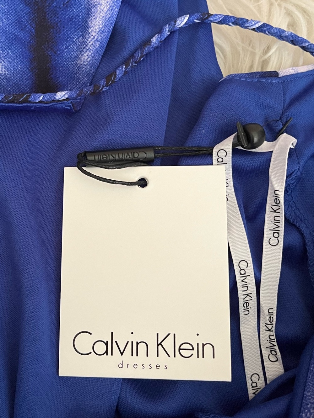{Calvin Klein} Racerback Chiffon Trapeze Dress with Asymmetrical Hemline - 8 - Picture 10 of 11